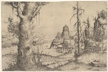 Folyói táj nagy fával balra, 1546.