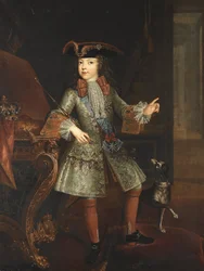 XV. Lajos király (1710-1774) portréja gyermekként – Augustin-Oudart Justinat (?-1743). Olajfestmény