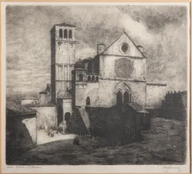 Assisi, Szent Ferenc-bazilika (rézkarc papíron)