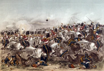 Balaklavai csata. A Scots Greys ragyogó rohama, 1854. október 25., Augustus Butler metszete, kiadta Stannard és Dixon, London, 1855. január 6.