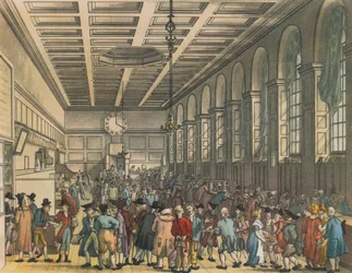 Interior of Custom House, London, 1808. Művészek: Augustus Charles Pugin, Thomas Rowlandson.