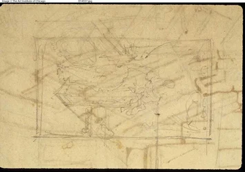 Study for Exhibition Room, Somerset House, Microcosm of London (recto); Vázlat egy festményről: Madonna és gyermeke (fordítva)