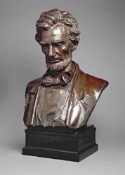 Abraham Lincoln (1809-65) portré mellszobra (bronz)