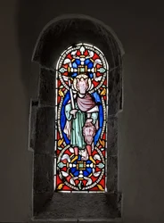 Dávid Góliát fejével, 1849 (festett üveg)