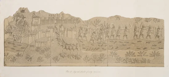 Egy város ostroma és kifosztása (Kouyunjik), Ninive emlékműveiből, kocsma. 1849