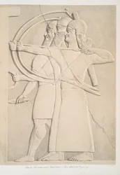 Két íjász és egy pajzshordozó, 1849