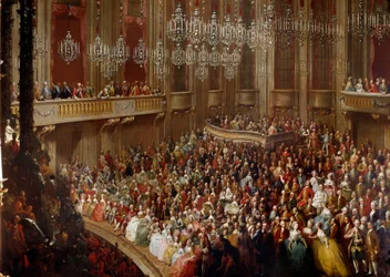 Koncert Bécsben a császári család jelenlétében. A 18. századi osztrák iskola festészete. Schonbrunni kastély