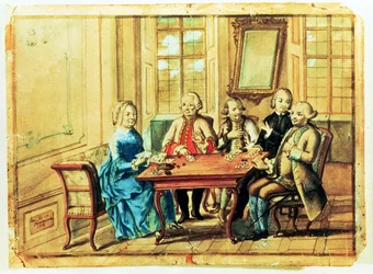 Mária Teréz osztrák császárné kártyázott Károly Batthyány tábornagy (1698-1772), Nadasky és Leopold Joseph tábornagy, von Daun gróf (1705-66), 1751