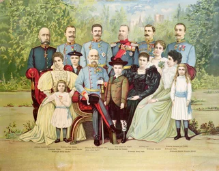 Az osztrák császári család tagjai I. Ferenc József császár (1830-1916) körül, kb. 1900