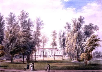 Kilátás egy vidéki házra a parkban, 1815 körül (akvarell, papír)
