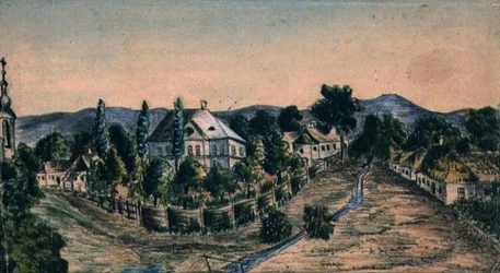 Kilátás egy vidéki falura, 1830 körül (akvarell, papír)
