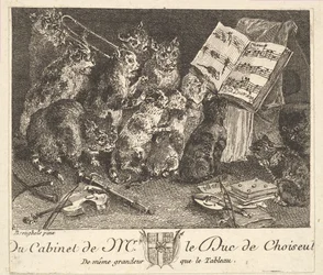 Macskák koncertje a Choiseul herceg gyűjteményében található festmény után, 1771 előtt.