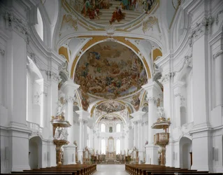 A kolostortemplom belső képe, Johann Balthasar Neumann (1687-1753) építész, Neresheim, Németország