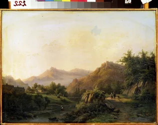Tájkép móddal. Barend Cornelis Koekkoek (1803-1862) festménye. Olajfestmény. holland művészet. M. Kroshitsky Művészeti Múzeum, Szevasztopol (Szevasztopol), Ukrajna