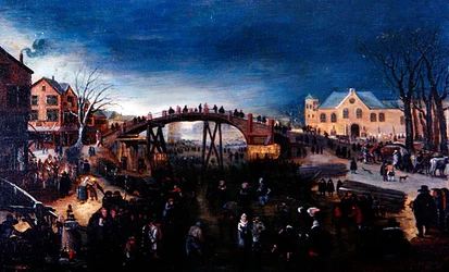 Téli táj műkorcsolyázással és játékkal, 1640-50 körül (olaj a panelen)