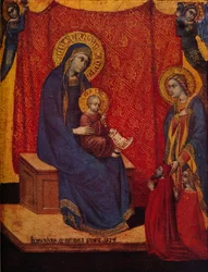A Madonna trónoló és két adományozó az imádatban, 1374