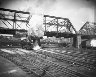 A Pennsylvania Limited megérkezik a Union Station-re, Chicago, Illinois, USA, 1900 körül (f/w fotó)