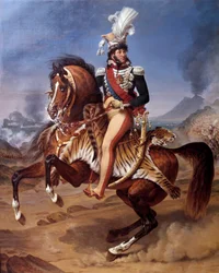 Joachim Murat (1767-1815), Nápoly királyának lovas portréja, Nápolyban, a Vezúvra nyíló kilátással, Antoine Jean Gros (1771-1835) festménye, 19. század, méretek 3,43 x 2,8 m