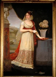Josephine de Beauharnais (1763-1814) egészalakos portréja Egy mellszobrot néz, amely fiát, Eugene Rose de Beauharnaist ábrázolja Eugene hercegnél (1781-1824), egy Malmaison - Antoine Jean Gros (1771-1835) festménye