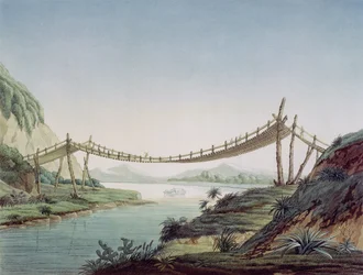 Kötélhíd Penipe közelében, a Chambo folyón át, Mexikó, 1810