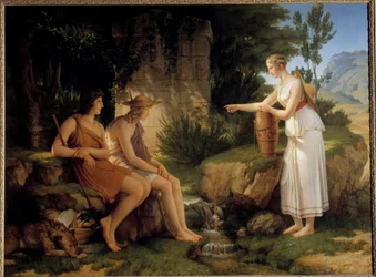 Pásztorok Amyntas sírjánál Salomon Gessner „Idillák” illusztrációja - Pierre Narcisse (Pierre-Narcisse) Guerin festménye (1774-1833) 1805 V 1,31x1,76 m