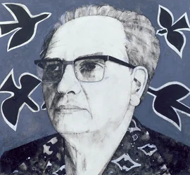 Olivier Messiaen portréja, illusztráció a The Sunday Times számára, 1970-es évek (gouache a fedélzeten)