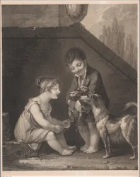 Két gyerek kutyával Ó, les jolis petits chiens