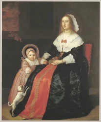 Nő portréja gyermekkel, valószínűleg Margaretha Cloeck (1617-1680) és Pieter Hulft (1643-1694)