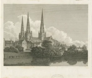 Lichfield katedrális – délnyugati nézet: metszet, nd [?1796]