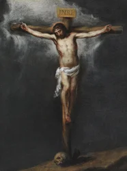 Murillo, Bartholomew Stephen (1617-1682) keresztrefeszítése. Olaj, vászon, méret: 43,9x33,3, , Magángyűjtemény