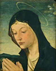 Egy imádó Madonna feje és kezei (töredék), 1477-78 körül (tempera, nyárfa)