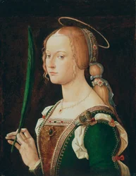 Páduai Szent Jusztina, 1490 körül (olaj, fa)