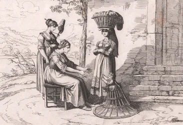 Római nők népviseletben, Bartolomeo Pinelli rézkarca (Róma