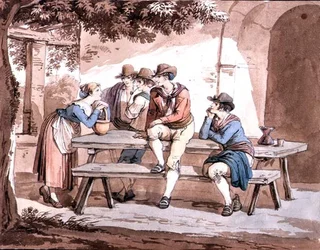 Under the Pergola (akvarell, ceruza, papír)