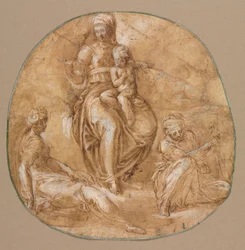 Szűz és gyermek Alexandriai Szent Katalinnal és Szent Annával (?)