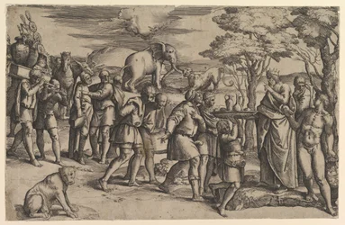 Melkisédek kenyeret és bort kínál Ábrahámnak, kb. 1547.