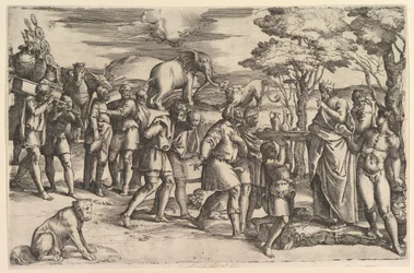 Melkisédek kenyeret és bort kínál Ábrahámnak, kb. 1547.