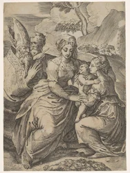 Madonna és gyermeke a szentekkel Parmigianino után.