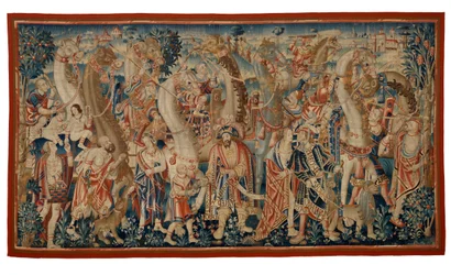 Gobelin, The Camel Caravan, az „India meghódítása” sorozatból, Tournaiból, 1510 körül (gyapjú és selyem)