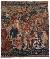 Tapestry depicting The Camp of the Gipsies, from Flanders, c.1510 (wool & silk)