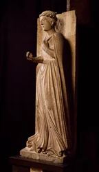 Tavasz, szobor az Évszakok ciklusából, Antelami Benedict (1178-1233), Pármai Keresztelőkápolna, Emilia-Romagna, Olaszország
