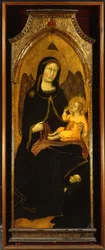 Madonna és gyermek donorral, tábla az SS főoltáráról. Domenico e Giacomo, Bevagna, 1416