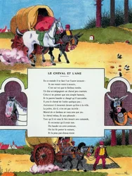 A ló és a szamár, illusztráció Jean de la Fontaine „Fables” című művéből