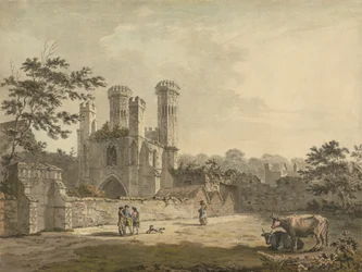 Délkeleti kilátás a Szent Ágoston-kolostor kapujára, Canterbury, Kent