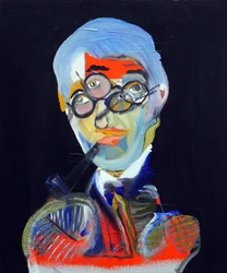 50 nagy író a történelemben : Jean-Paul Sartre, 2015 (olaj és akril, vászon)