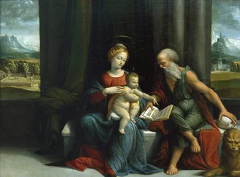 Madonna és gyermek és Szent Jeromos, 1530-as évek (olaj, panel)