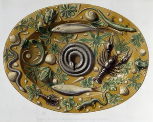 Passin à hüllők – Kerámia edény, C. Delange és C. Borneman „” Bernard Palissy munkája” c.