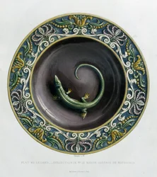 Plate au lizard – Plet céramique, C. Delange és C. Borneman „” Bernard Palissy munkája” c.