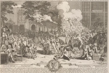 Emlékmű az 1720-as év bolondságának emlékére Monument consacré a la posterité és memoire de la foil incroyable de la XX. Anne du XVIII. siecle / A XX. évi XVIII. században (cím a tárgyon) huh
