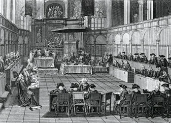 Protestáns zsinat 1730-ban a Nieuwe Kerkben (Új templom) Amszterdamban, Hollandiában, metszet Bernard Picart (1673-1733)
